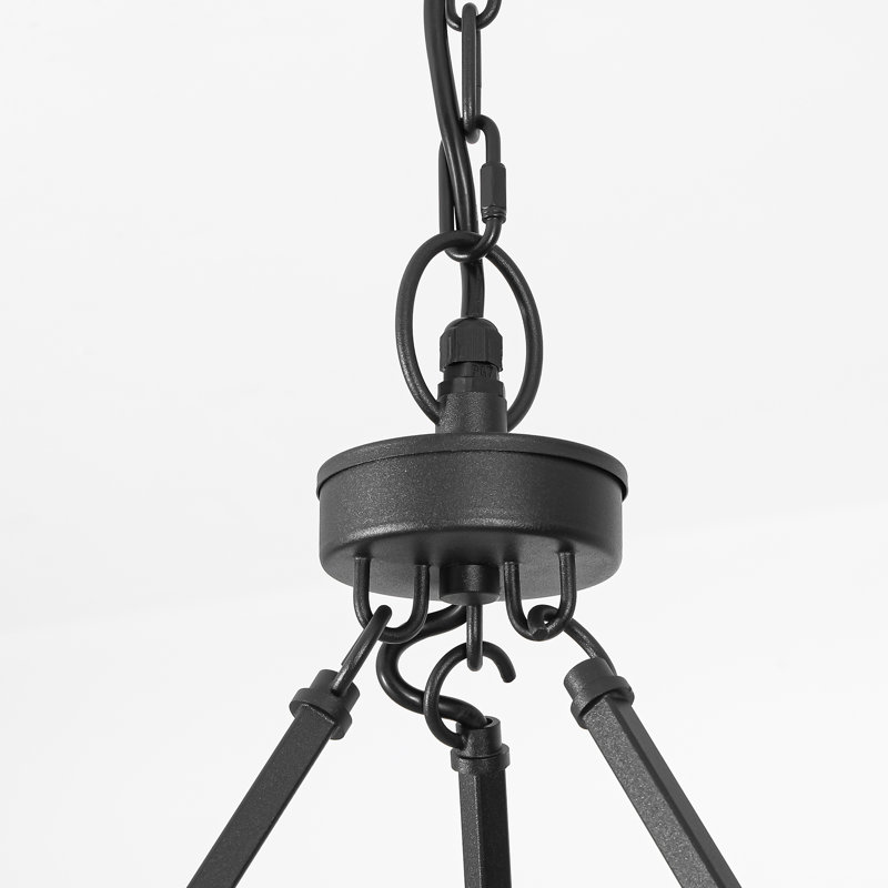 Lustre d'extérieur 24 pouces à 6 lumières en satin noir à brancher