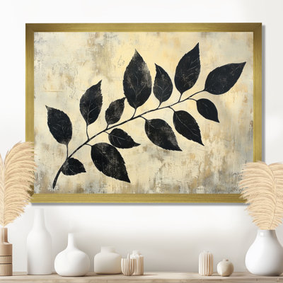 Ihna Black Leaves Shadow Silhouette V - Art mural feuilles