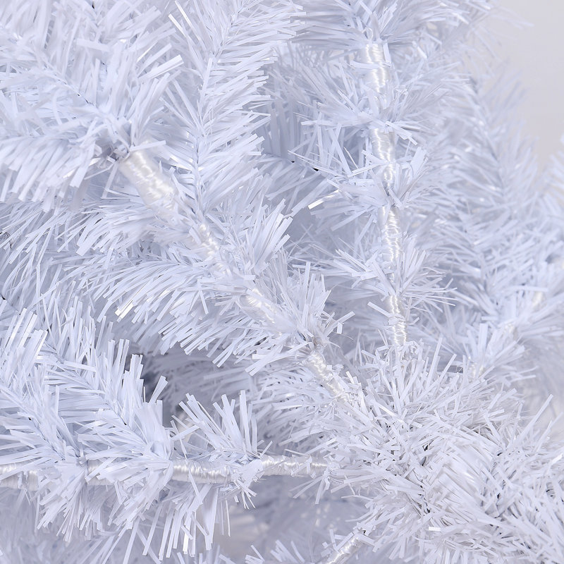 Arbre de Noël artificiel blanc 7,5 pi avec base en métal pliable, H 7 pi 5 po, Blanc, Non