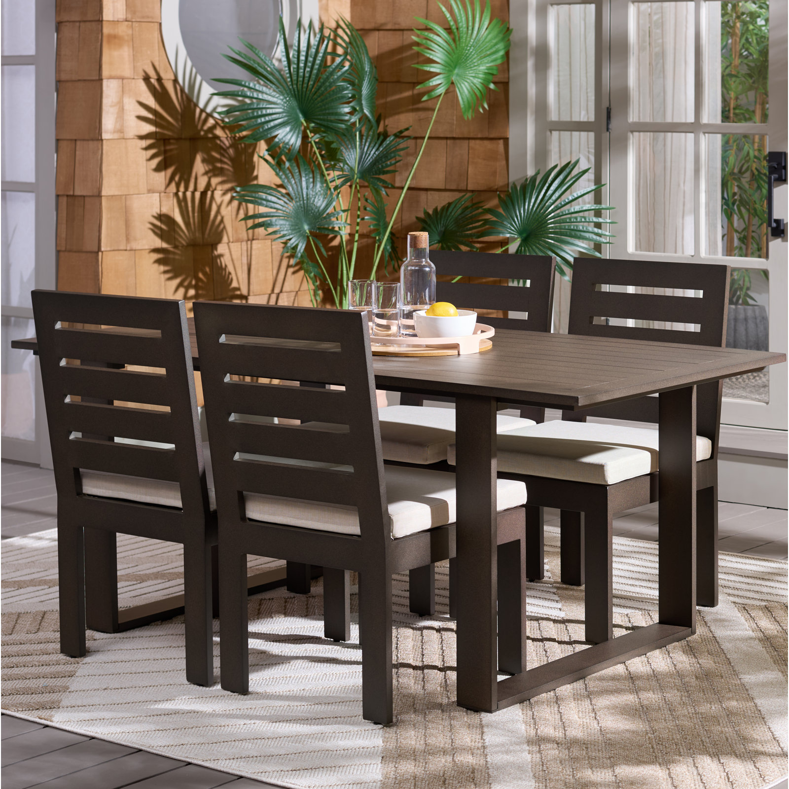 Dwyer Aluminum Dining Table, Brown