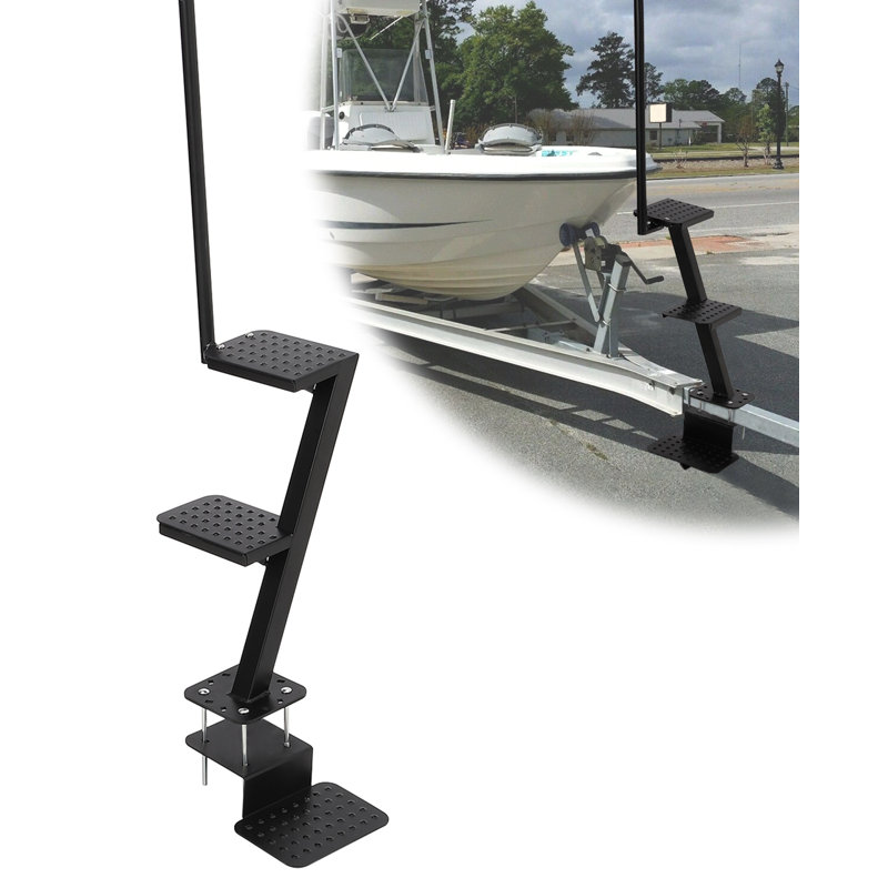 Heavy-Duty 2-Step Boat Trailer Tongue – Non-Slip Steel Surface, 400 lb Capacity, Easy Installation for Trailer Tongue Step & Bass Boats