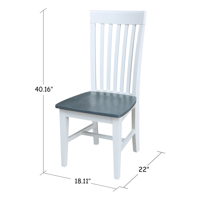Sardinia Solid Wood Dining Chair, White / Heather Gray