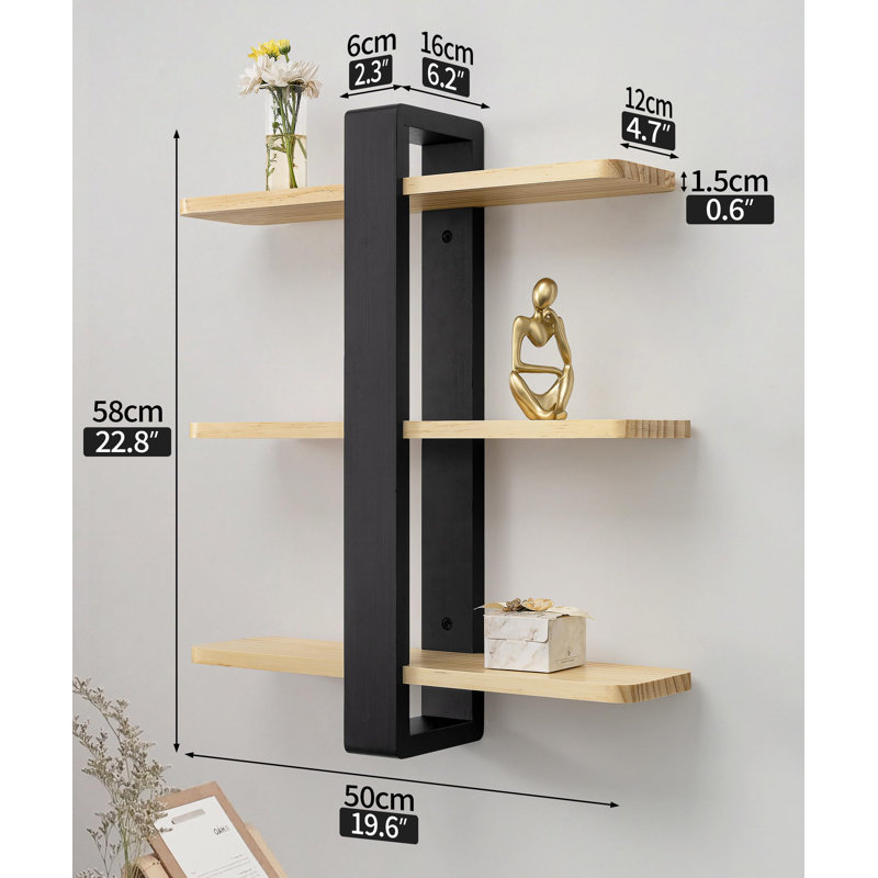 Tablettes flottantes pour étagères murales tout en bois de pin 3 grandes tablettes de rangement pour plantes