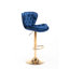 2 tabourets de bar pivotants et réglables en hauteur, velours bleu marine avec pieds dorés, repose-pieds et base, 2 tabourets rembourrés de mousse, + hauteur réglable, siège