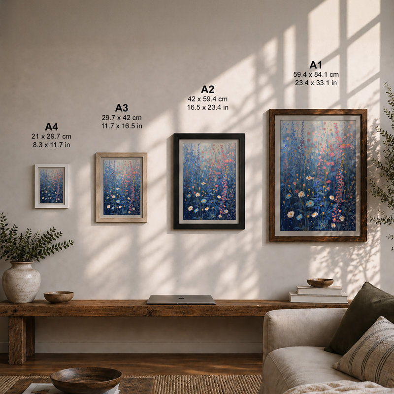Wildflower Reverie Botanical - Framed Print, Oak, A4 - 29.7 x 21.0 cm