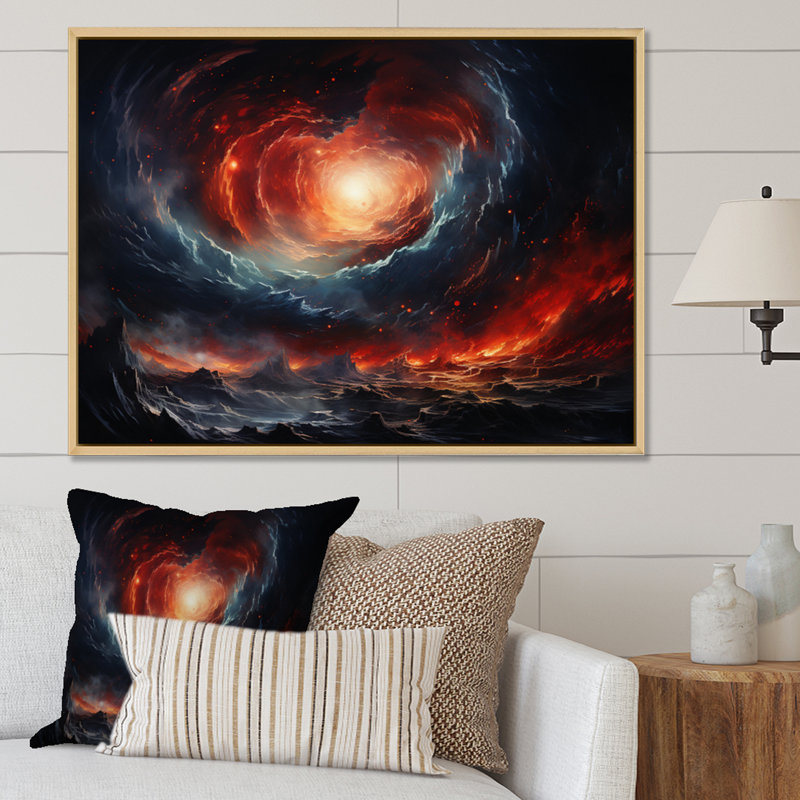 Rêves de galaxie astronomique orange gris, Cadre naturel flottant, H 16 po x l 32 po x P 1 po