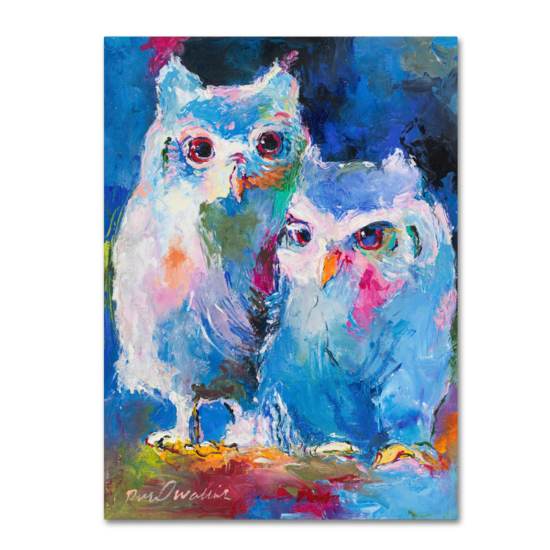 « owls », reproduction sur toile, H 19 po x l 14 po x P 2 po, Pas de tapis, Toile tendue