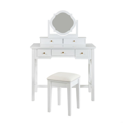 Coiffeuse de maquillage avec miroir réversible, coiffeuse avec tabouret, coiffeuse peu encombrante