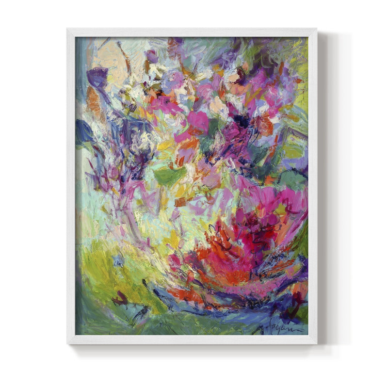 Impression encadrée Bold Flourish III - bois massif, H 30 po x l 24 po, Blanc