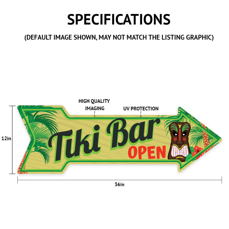 Removable-999569_Tiki Bar 2 Arrow Removable Decal Funny Home Décor 30" Wide, 12" H x 36" W x 1" D