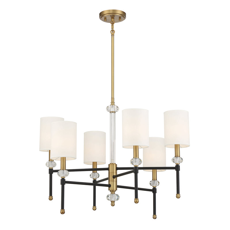 Egina 6-Light Chandelier In Matte Black With Warm Brass Accents