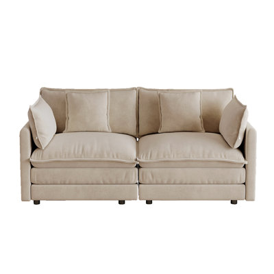 Grand canapé rembourré 70,8 po à 2 places avec 2 accoudoirs et 2 coussins décoratifs, causeuse en chenille confortable pour le salon, la chambre à coucher et le club