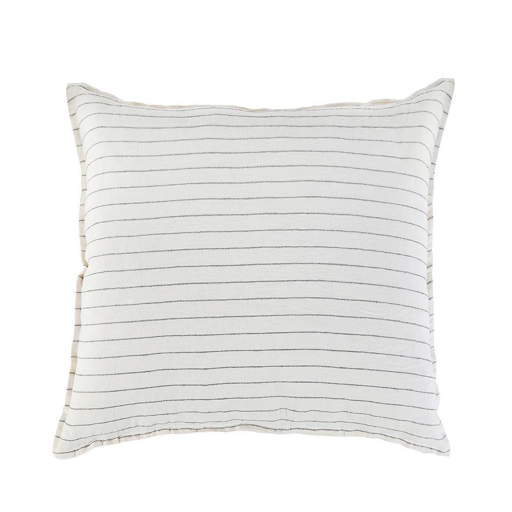 Blake Linen Shams, Cream/Gray, Euro