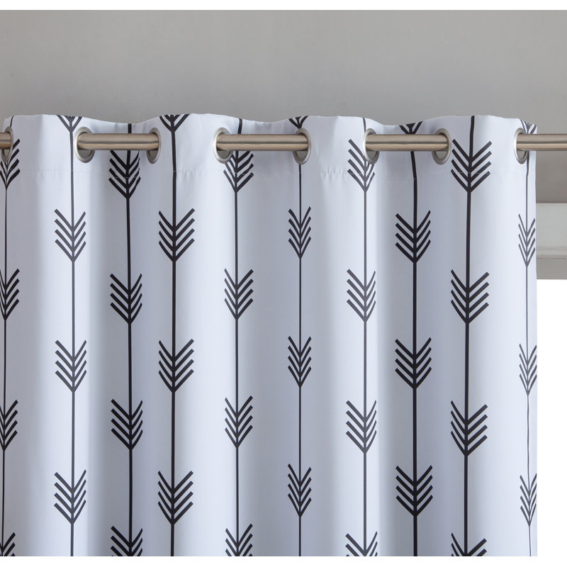Clontarf Room Darkening Curtain Pair, Platinum White/Gray, 52" W x 72" L