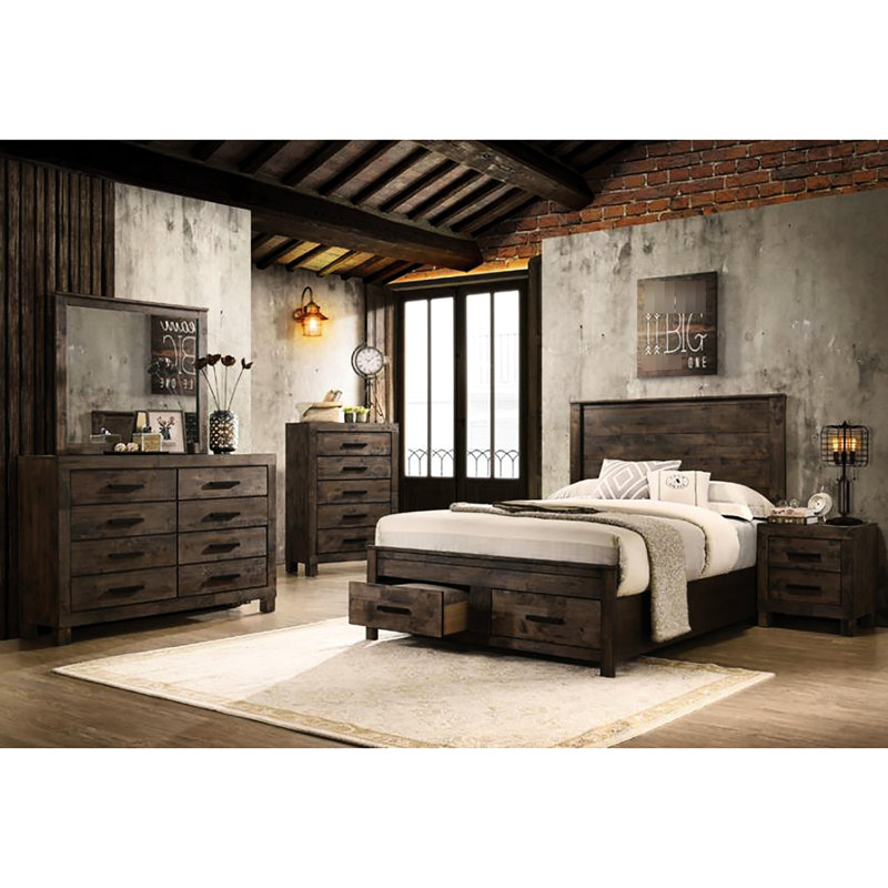 Table de chevet rustique dorée avec 2 tiroirs et 2 pieds au fini mat pour le rangement dans la chambre à coucher