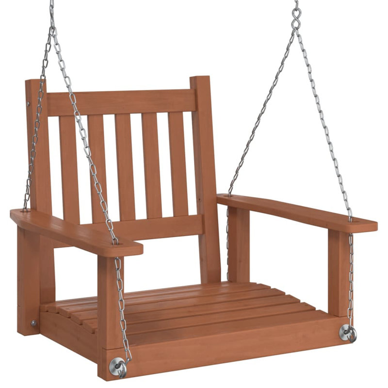 Garden Swing Chair With Metal Chains Solid Wood Fir, Brown