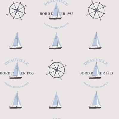 Deauville 2 Nautical Boat Motif Wallpaper Roll