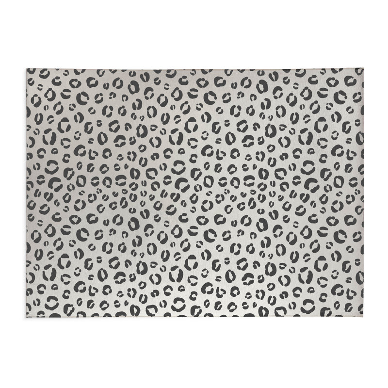 Leopard Play Kids Play Mat, Rectangle 3' x 5', Ivory/Charcoal
