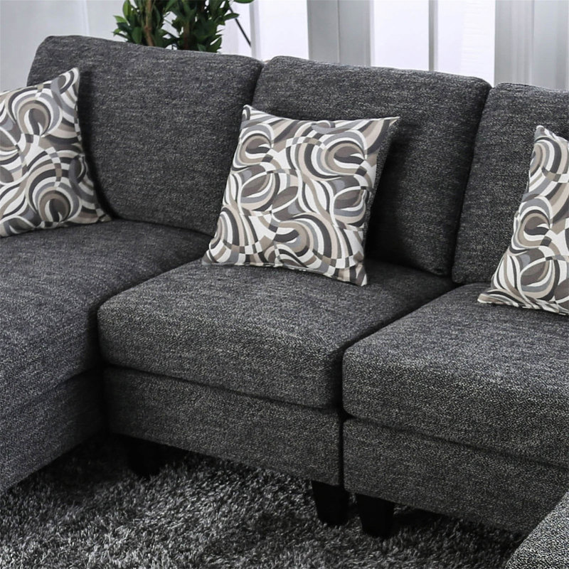 Ensemble de canapé modulaire 5 pièces en chenille gris
