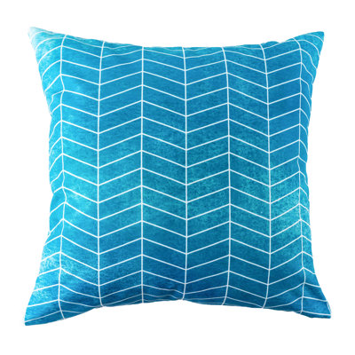 Coussin carré bleu zigzag