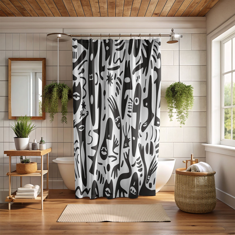 Motif artistique - Rideau de douche standard 1 pièce, H 74 po x l 71 po