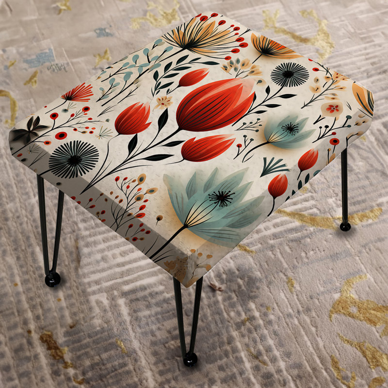 Simplicity Nordic Red Floral Dreams - Repose-pieds rectangulaire floral