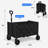 Black Foldable Utility Wagon, 360° Wheels, and Adjustable Handle