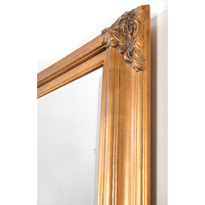 David-Paul Solid Wood Rectangle Wall Mirror, Antique Gold