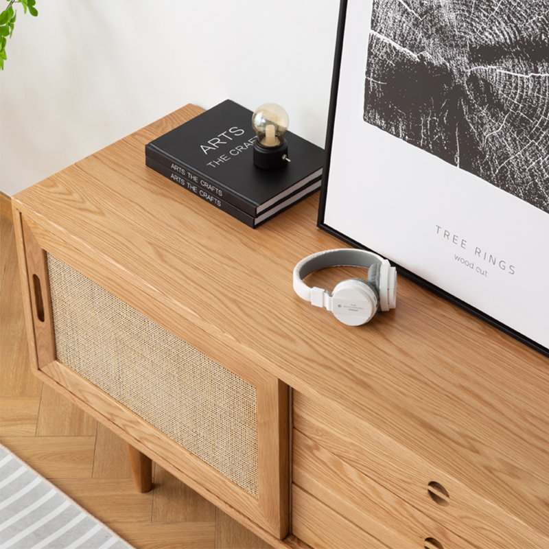 Meuble télé simple en rotin, 78.74"