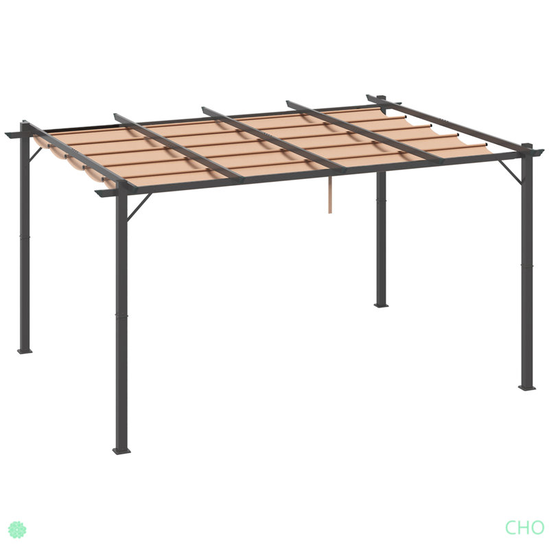 Pergola de patio en aluminium avec abri de pergola rétractable Outsunny