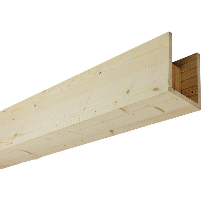 Poutre en bois AmeriCraft, à 3 côtés (poutre en U), l 9 1/2 po x H 5 1/2 po x L 192 po, pin teinté, Natural