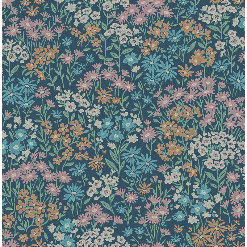 Papier peint Ditsy Daisies, Bleu foncé