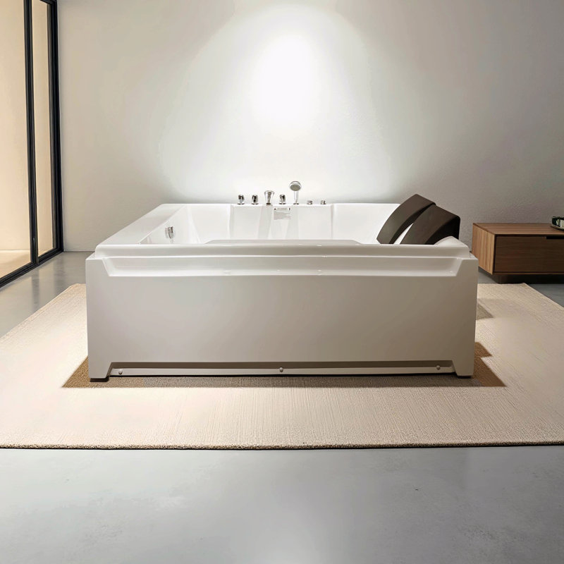 Tub,73" X 48" Jetted Bathtub For 2 Person, Hydro Massage & Chromatherapy,Ul Certified,Upc Certified,3 Sided Apron