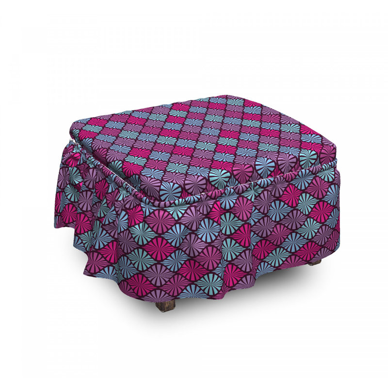 Ensemble de housse pour repose-pieds à coussins carrés à motif géométrique 2 pièces