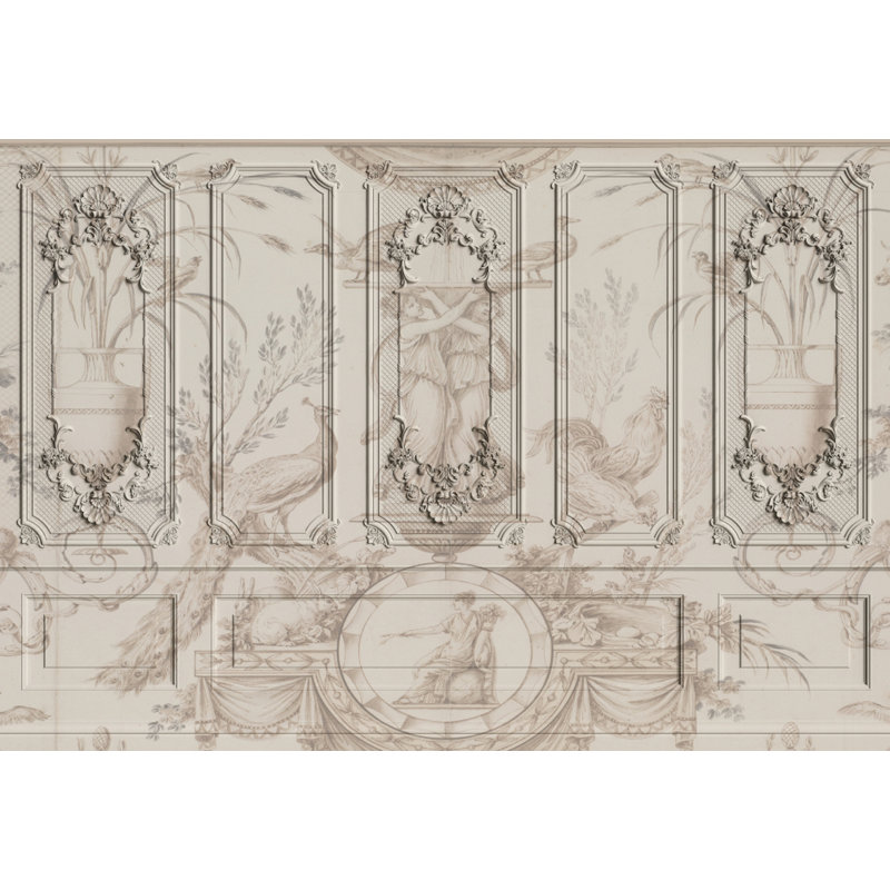 Architectural Building Illustration Design 6.25' L x 112" W Paintable Wall Mural, 6.25' L x 9.33' W