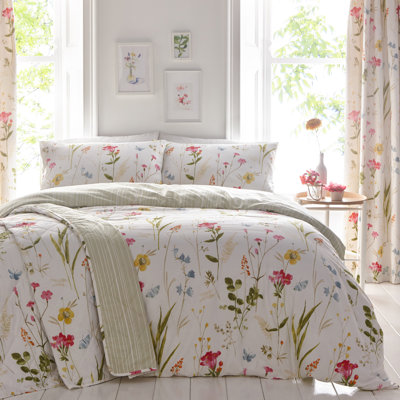 Spring Glade Polyester Floral Duvet Cover Set with Pillowcases