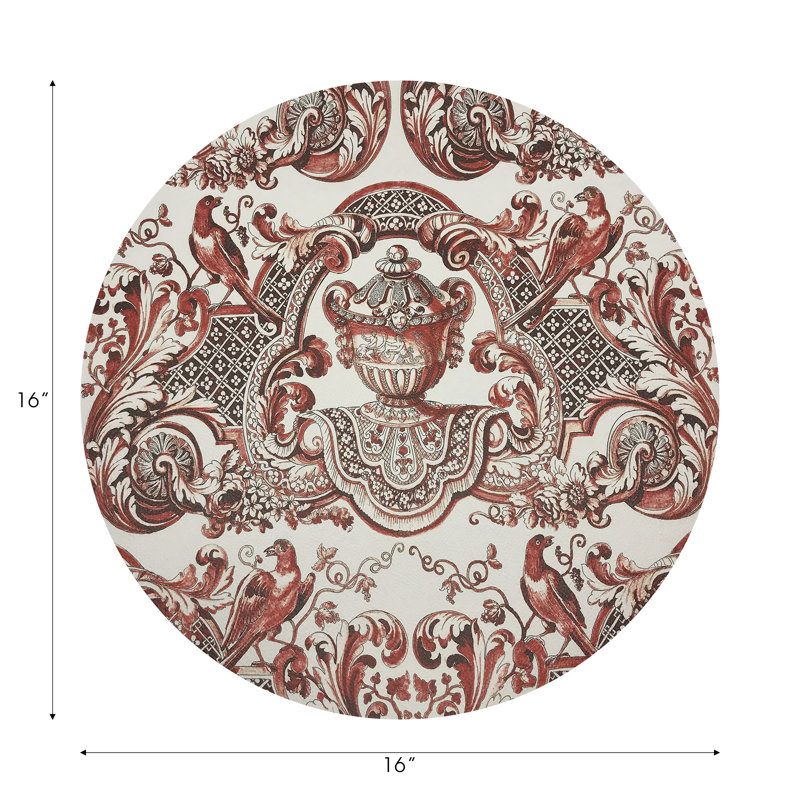 Royal Delft William and Mary Pebble 16" Vinyl Placemat, Red