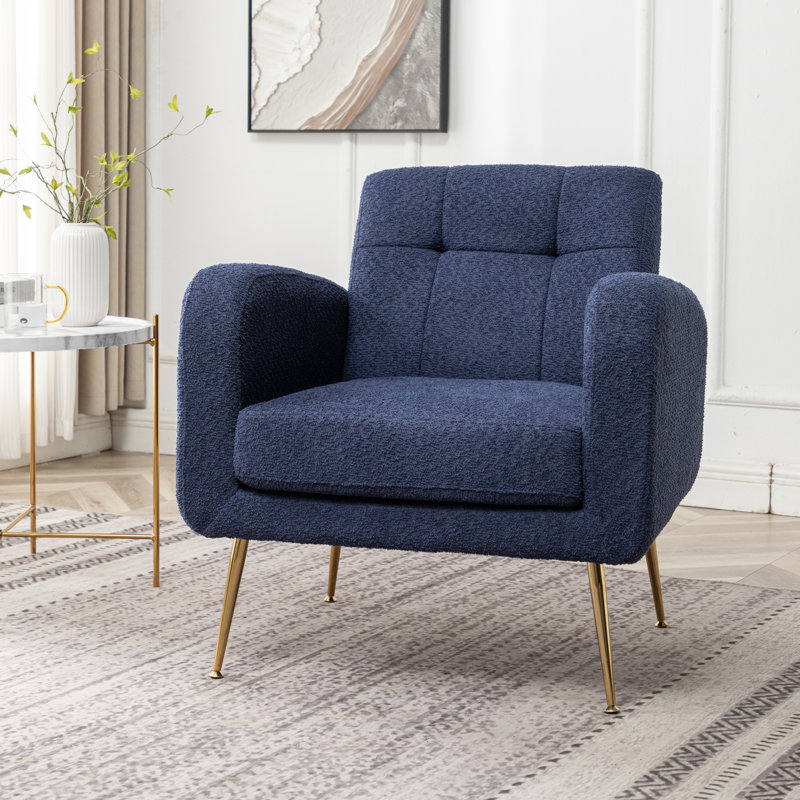 Floriana Upholstered Armchair, Blue Boucle