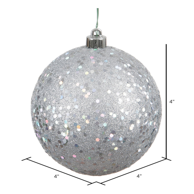 Ornement boule 4 po, Paillettes argent