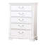 Commode haute 48 po Alci, 5 tiroirs, bois sculpté, nickel, blanc