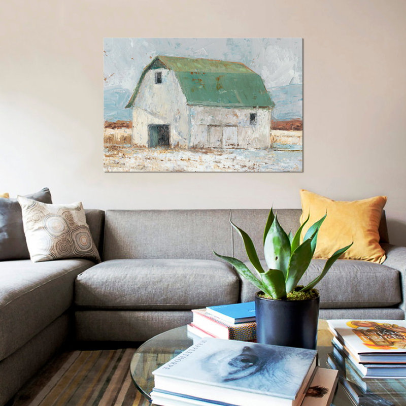 « grange ii », reproduction sur toile, H 26 po x l 40 po x P 1,5 po, Pas de tapis, Toile tendue