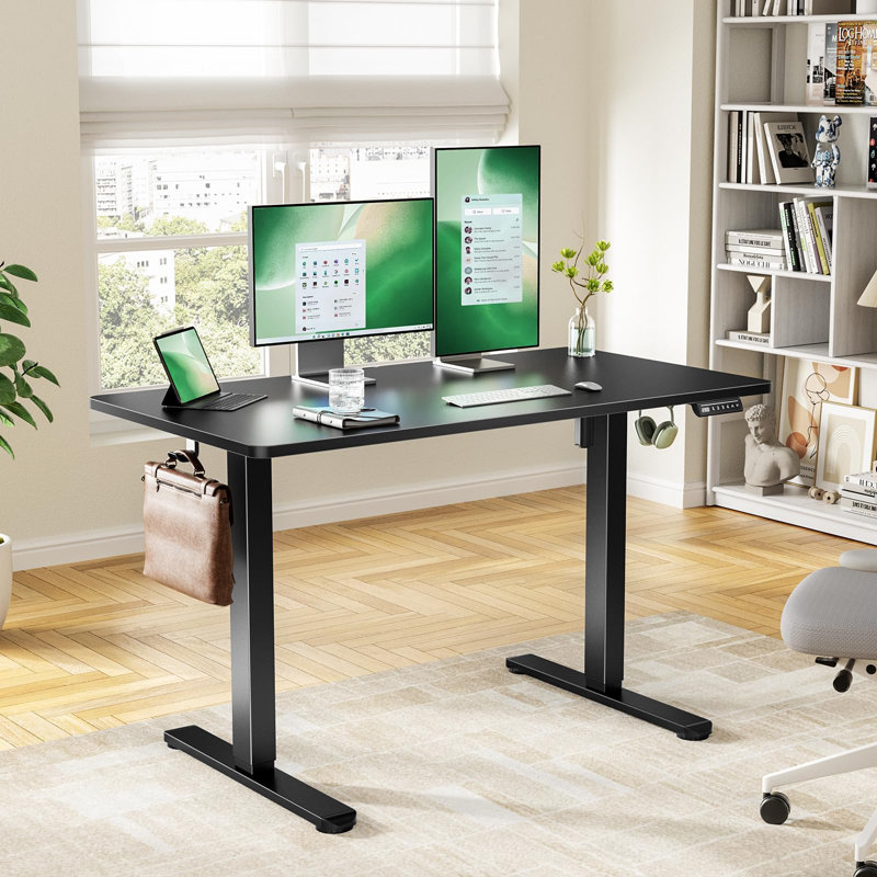 Electric Standing Desk With One-Piece Desktop, Adjustable Height Desk With 4 Memory Presets, Office & Gaming Desk For Home, 2-Package Shipment
