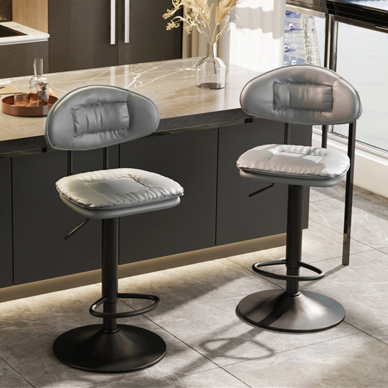 Breeaunna Swivel Upholstered and Faux Leather Adjustable Height Bar Stool