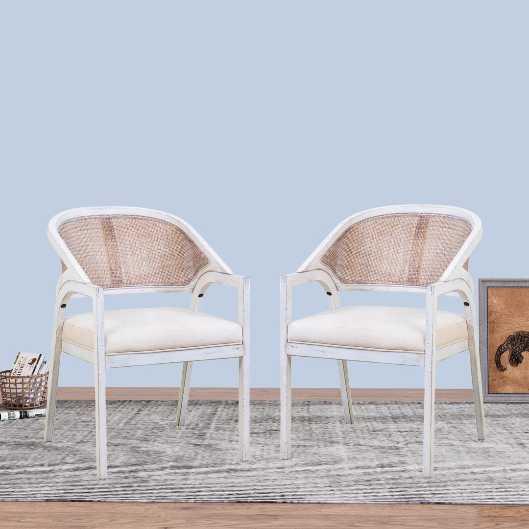 Aliha 19'' H Foam Padding Upholstered Cane Back Side Chair (Set of 2) One Allium Way® Frame 