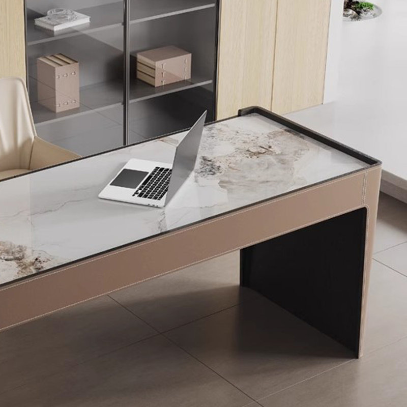 Simple Light Luxury Rock Slab Rectangular Desk, 29.92" H x 78.74" W x 23.62" D