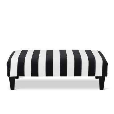 Herlaine 80cm Wide Velvet Rectangle Striped Cocktail Ottoman