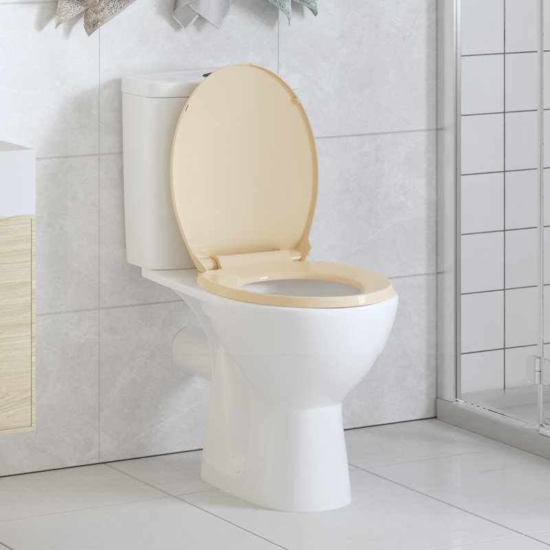 vidaXL Soft-Close Toilet Seat Beige Oval, Beige