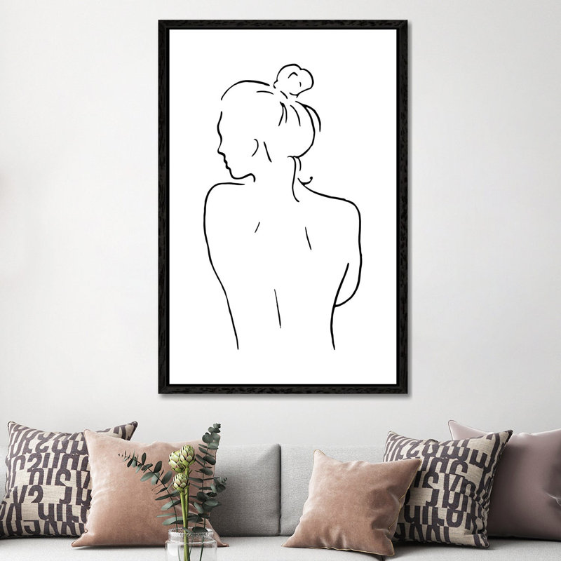 Female Body Sketch II - Print on Canvas, Black Framed, 152.5 cm H x 101.5 cm W