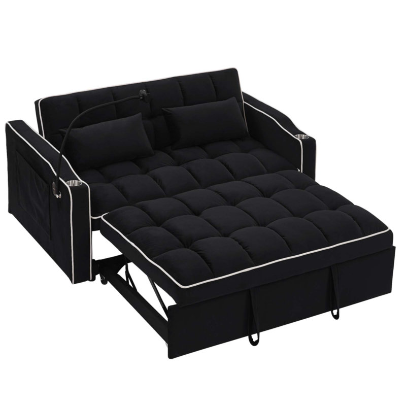 Canapé-lit pliable polyvalent de 55,51 pouces, Noir