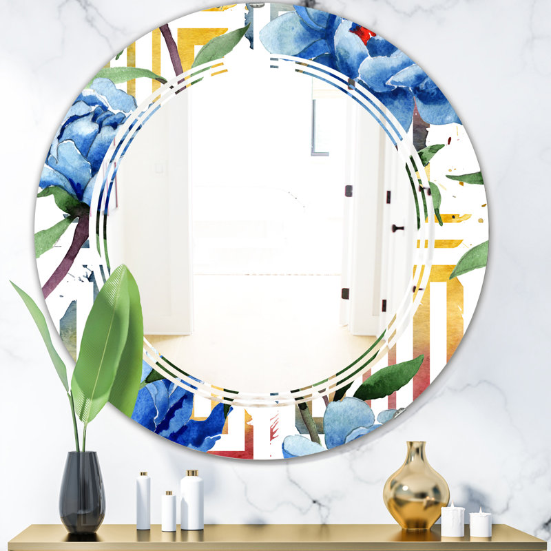 Miroir mural sans cadre Floral I, 31,5 po x 31,5 po, Floral Botanical Design I Triple